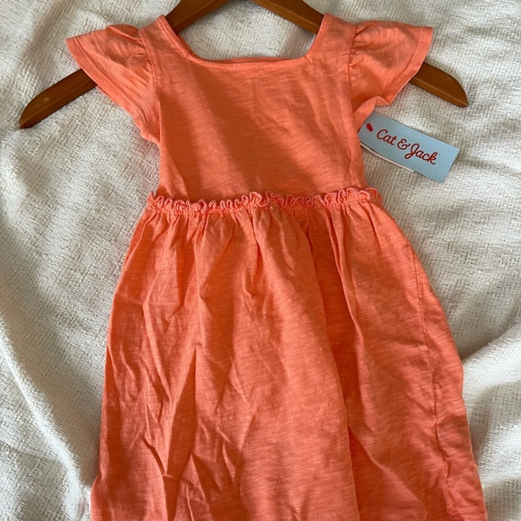 NWT Cat & Jack Short Sleeve Solid Knit Dress Size 18M peach Pink - Picture 5 of 5